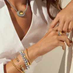 Fashion LAGOS Two-Tone Station Caviar Bracelet | 6Mm
