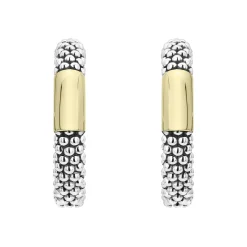 Discount LAGOS Two-Tone Station Caviar Hoop Earrings