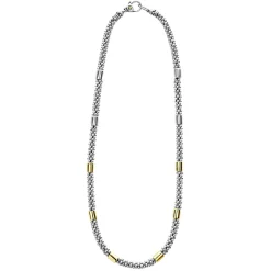 Store LAGOS Two-Tone Station Caviar Necklace | 5Mm