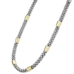 Store LAGOS Two-Tone Station Caviar Necklace | 5Mm