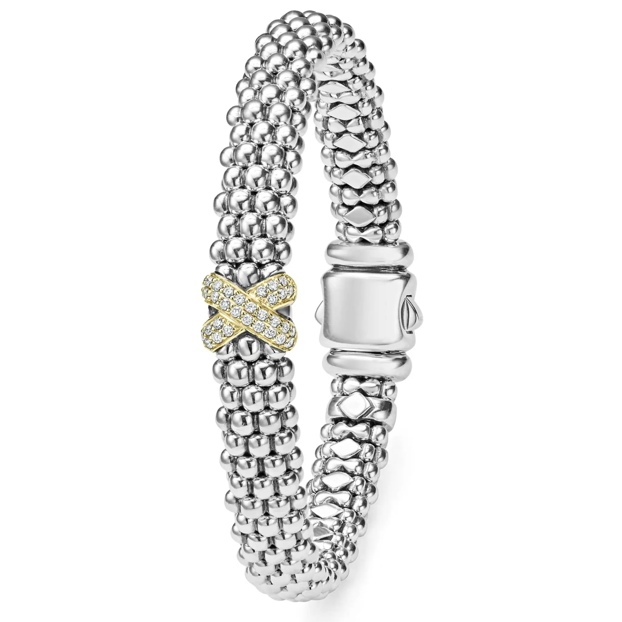 Clearance LAGOS Two-Tone X Caviar Diamond Bracelet | 9Mm