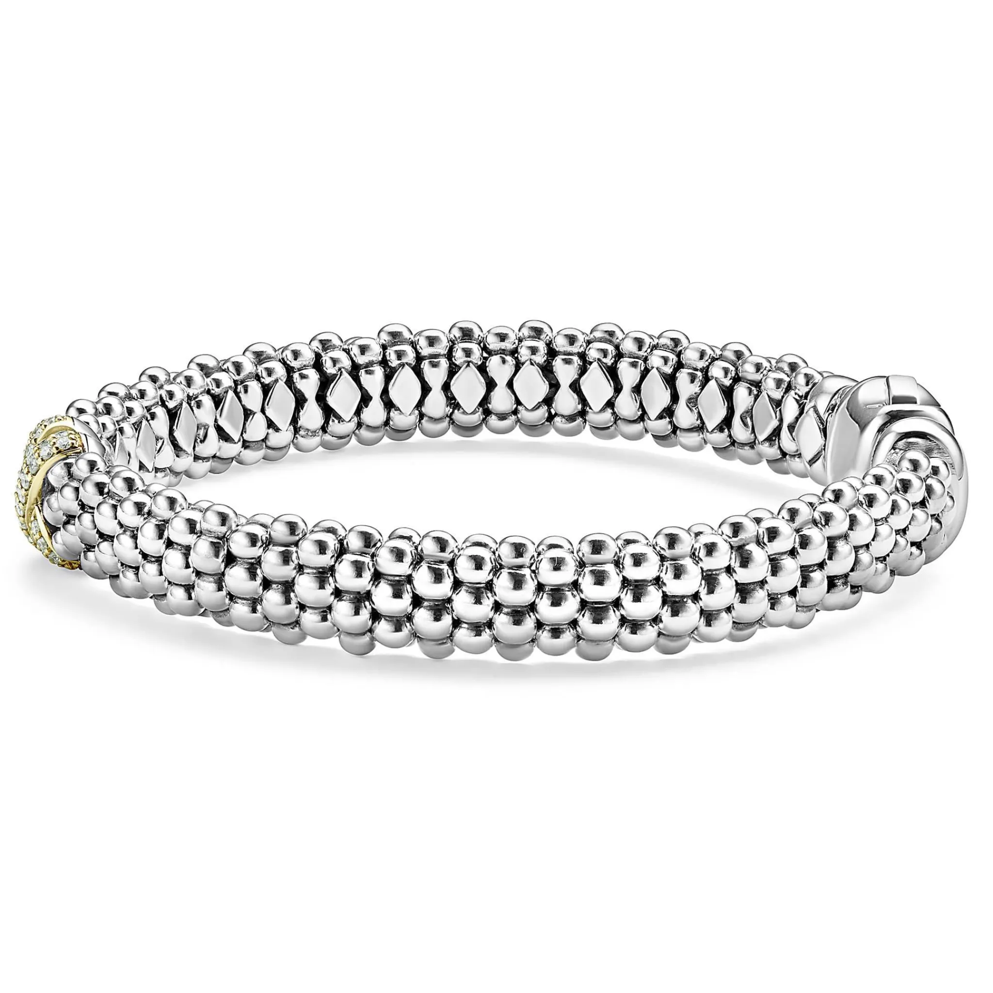 Clearance LAGOS Two-Tone X Caviar Diamond Bracelet | 9Mm