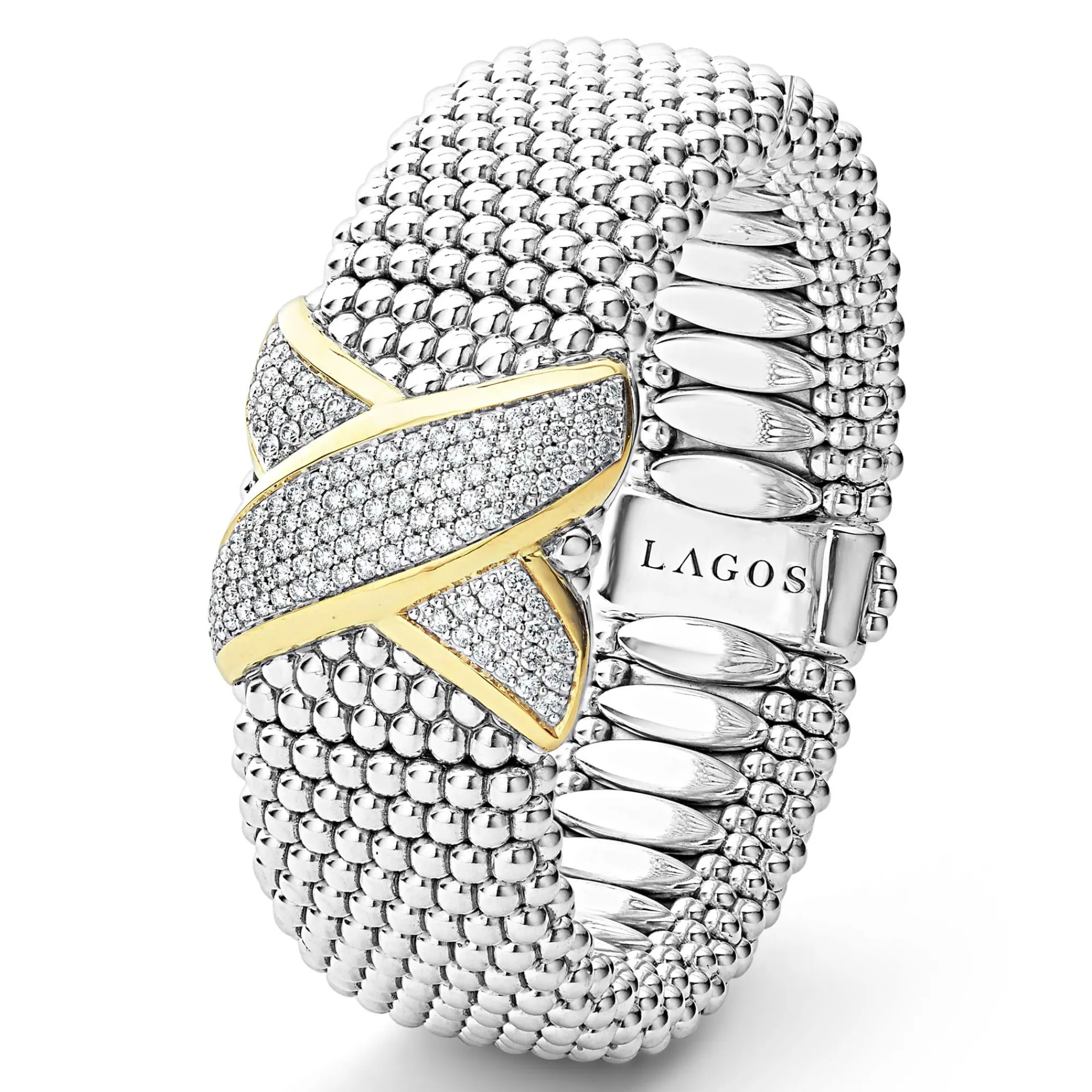 Outlet LAGOS Two-Tone X Diamond Caviar Bracelet | 23Mm