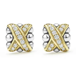 Shop LAGOS Two-Tone X Diamond Stud Earrings
