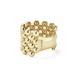 Online LAGOS Wide Beaded 18K Gold Ring